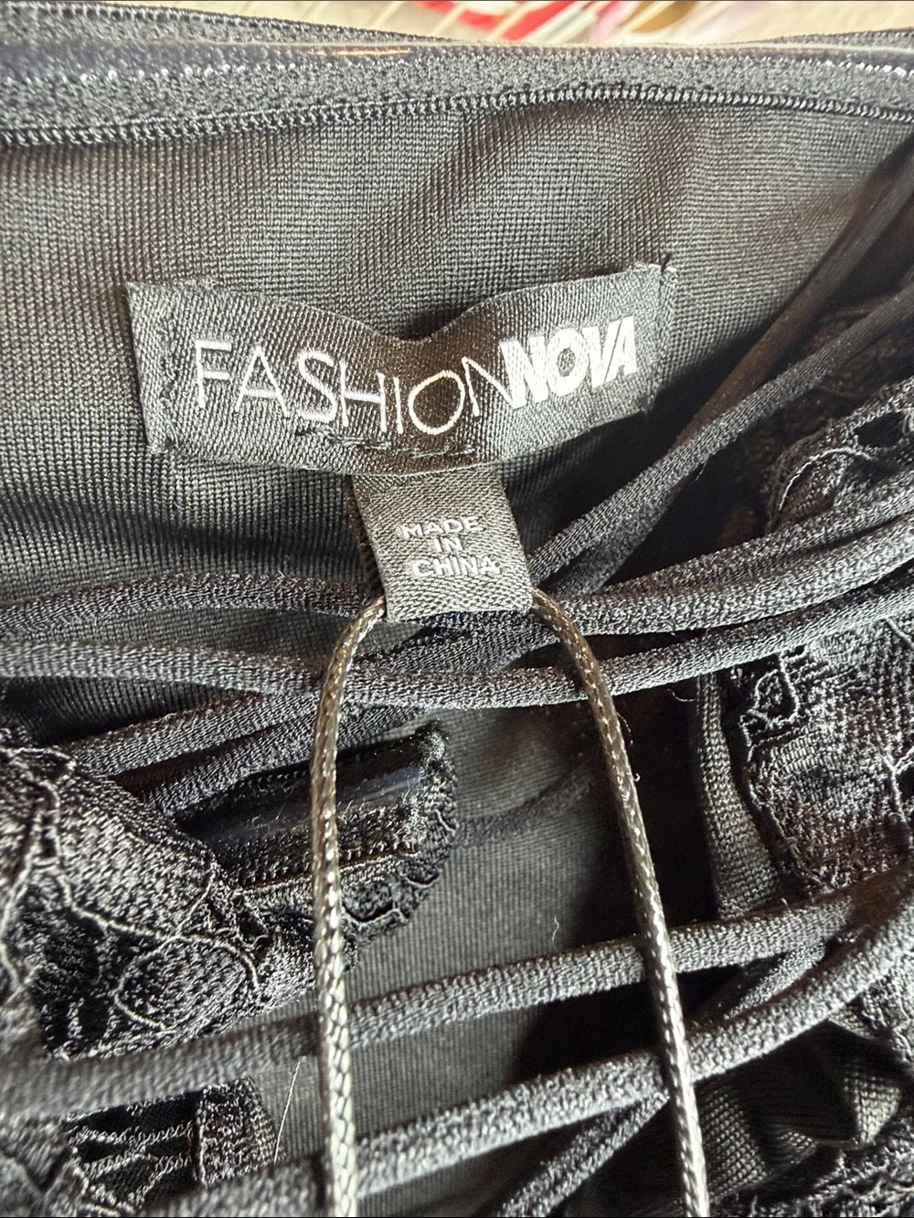 Fashion Nova Black Lace Lace-Up Bandeau Corset